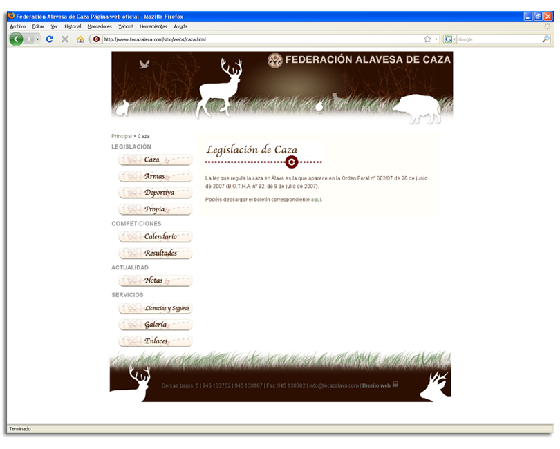 pantallazo de federacin alavesa de caza